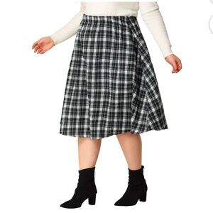 Chic Black and White Plaid A-Line Skirt